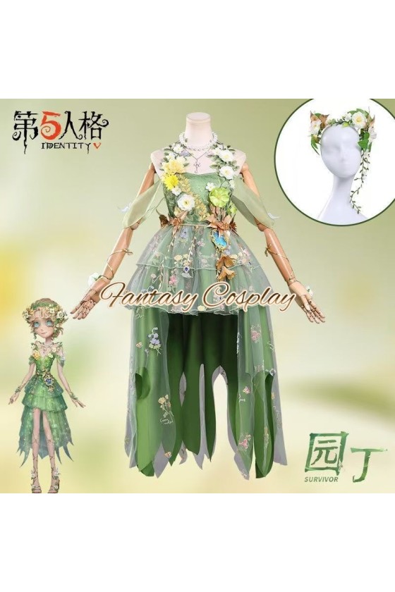 Identity V Gardener Eternal Summer Shall Not Fade Green Formal Dress Cosplay Costume